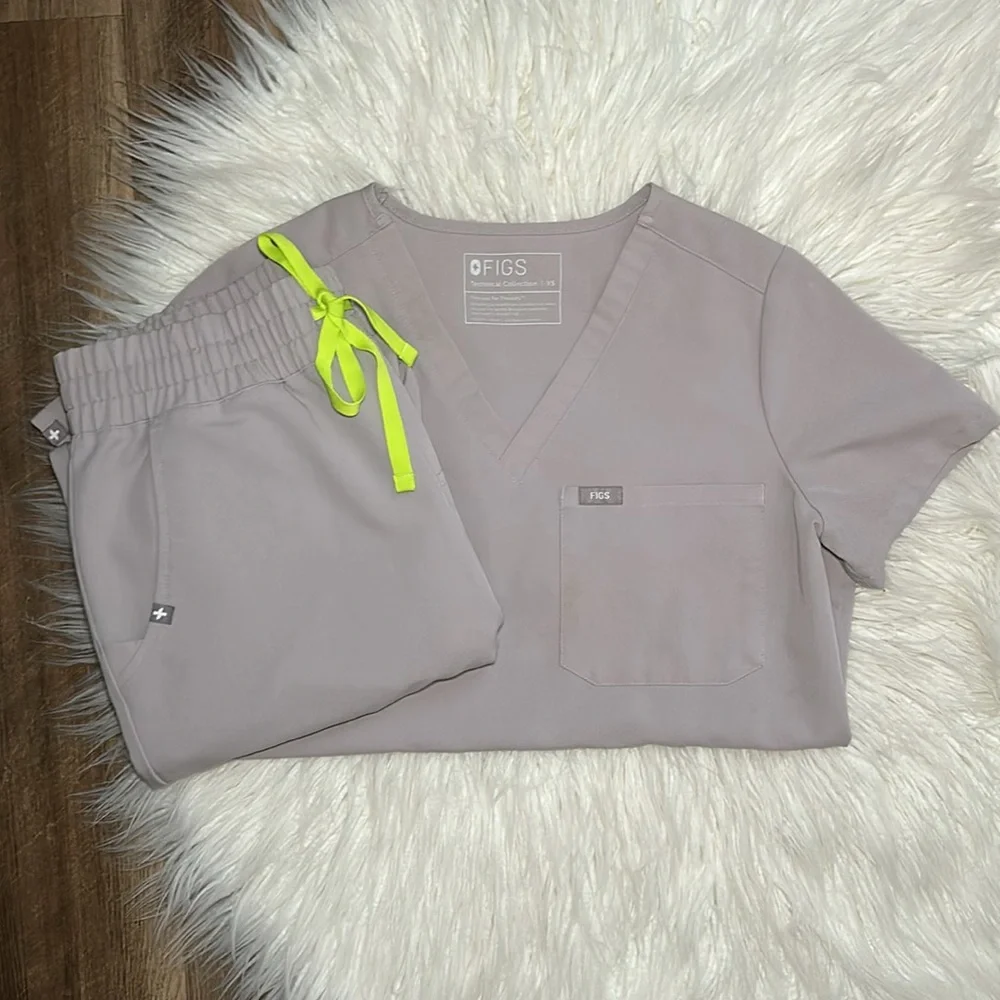 Figs Scrub Set, slate high waisted jogger and top - Picture 8 of 8